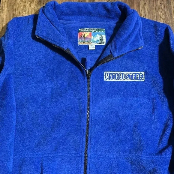 VTG MYTHBUSTERS sierra pacific outdoors blue fleece zipper jacket coat Size 2XL - Picture 2 of 11
